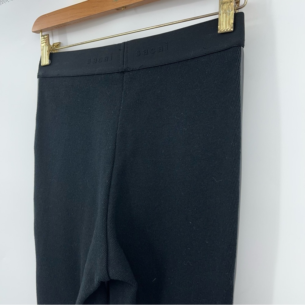 SACAI S Mixed-Media Faux Leather Leggings 0714 small black vegan - Picture 6 of 14